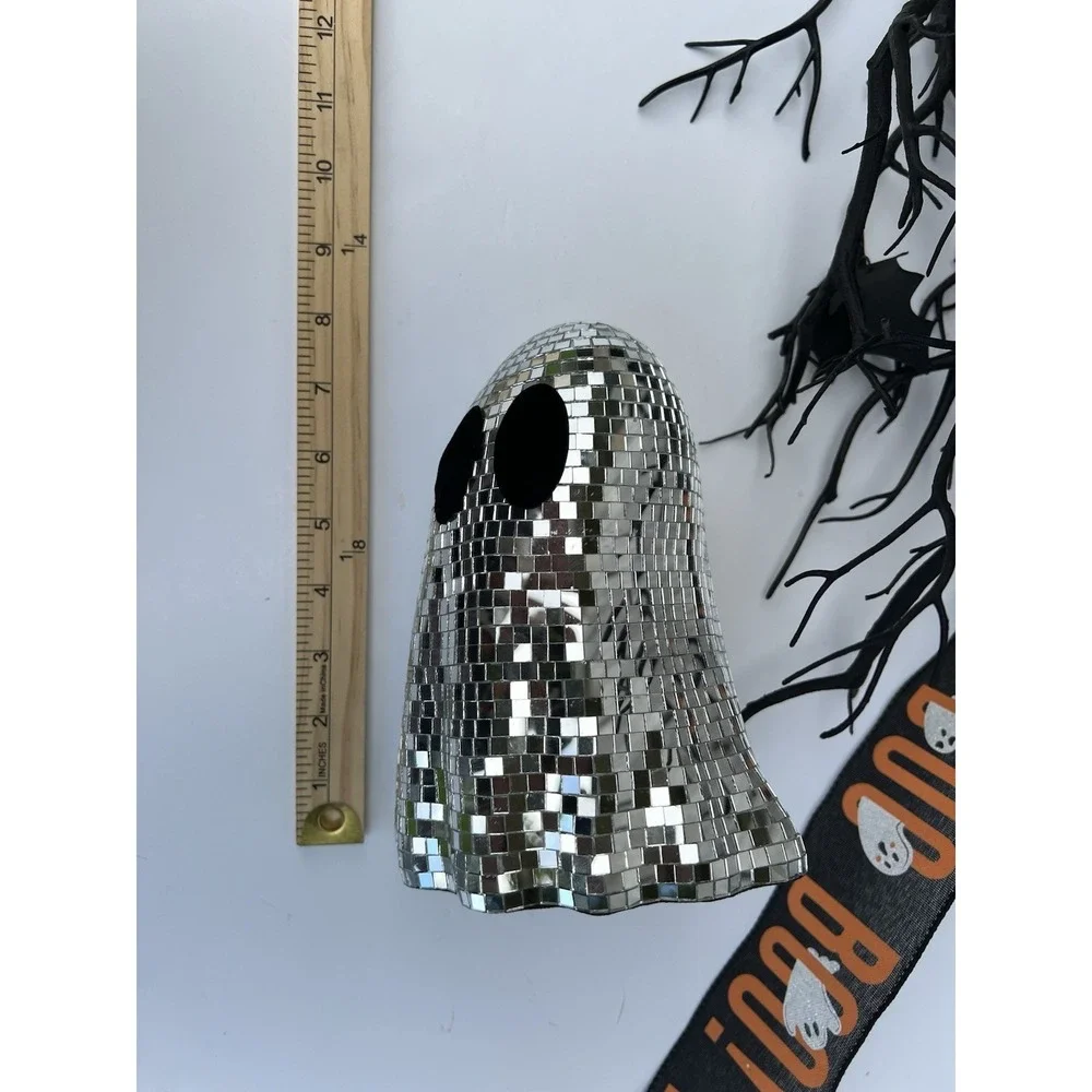 Halloween Disco Mirror Ghoul GHOST Cute Decor Silver 7 in New
